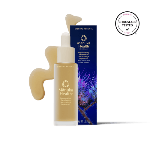 Manuka Health Eternal Renewal Face Serum bottle and packaging on a clean white background.