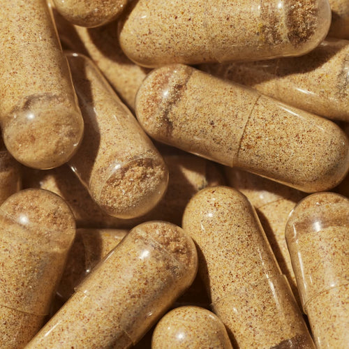 Close-up of Propolis capsules. 