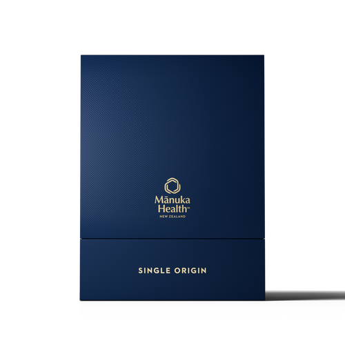 Manuka Health product packaging with 'Single Origin' text.